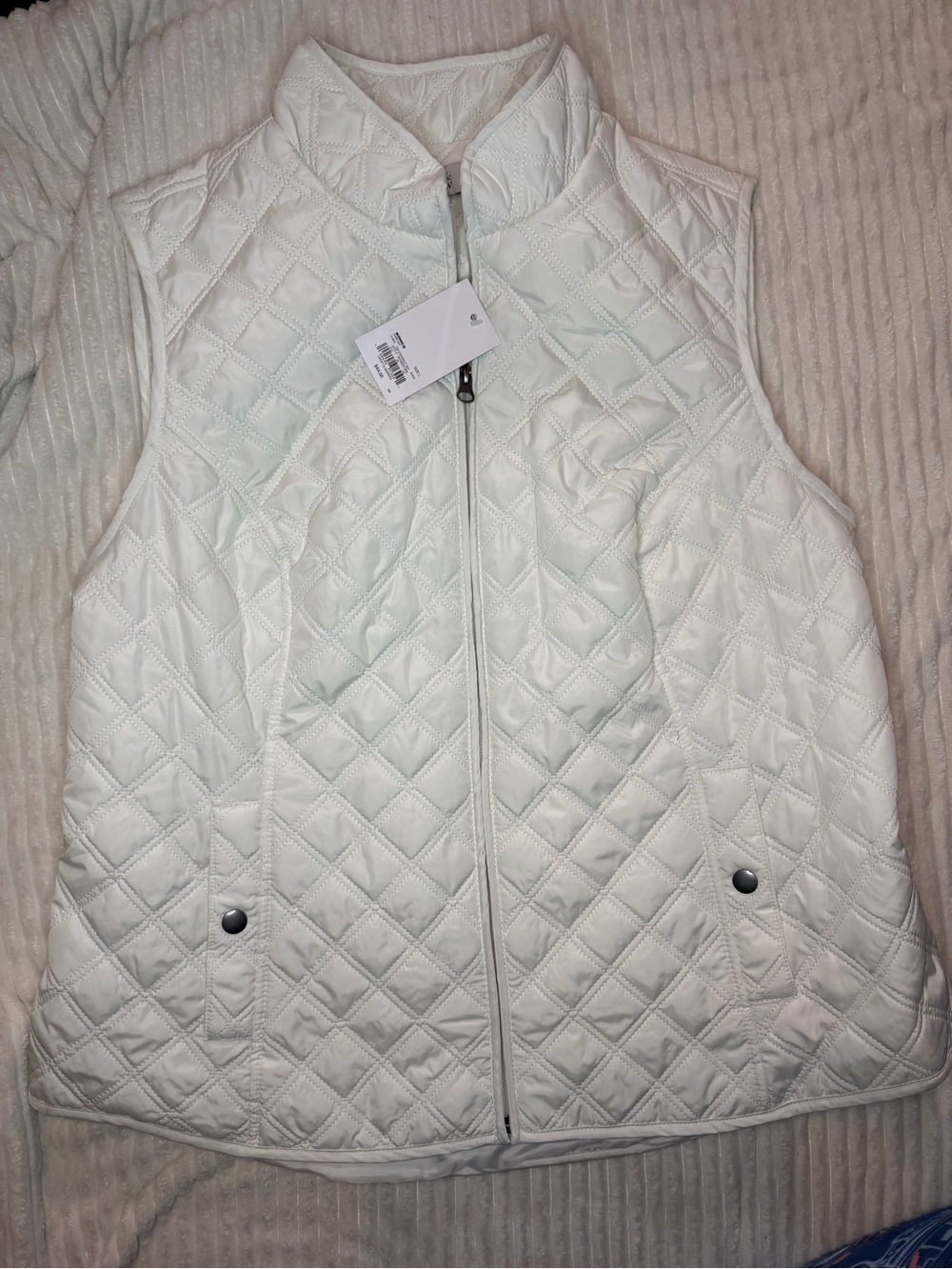 croft & barrow White Quilted Zip-Up Vest
